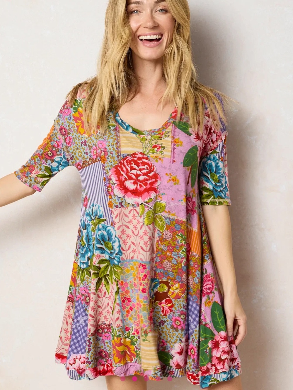 Natural Life All Day ButterSoft Mini Dress S Vintage Treasure Pink Boho